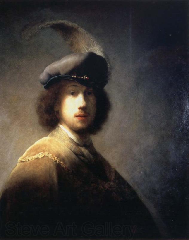 REMBRANDT Harmenszoon van Rijn Self-Portrait with Plumed Beret Germany oil painting art